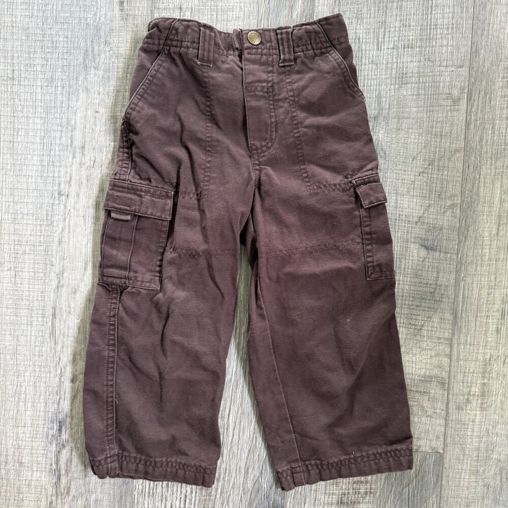 Vtg 90s Toddler Brown Toughskins Cargo Pants Boys Size 3T Grunge Baggy Cotton
